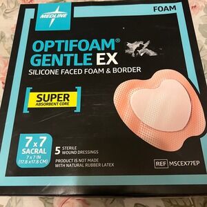 Medline Optifoam Gentle EX Sacral Silicone-Faced Border Foam Dressing 7‎ x 7